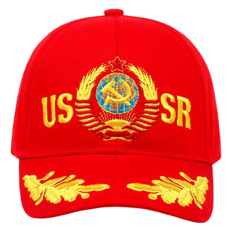 Soviet Union Letters Embroidered Cotton Baseball Cap Adjustable Fashion Outdoor Hat For Men And Women