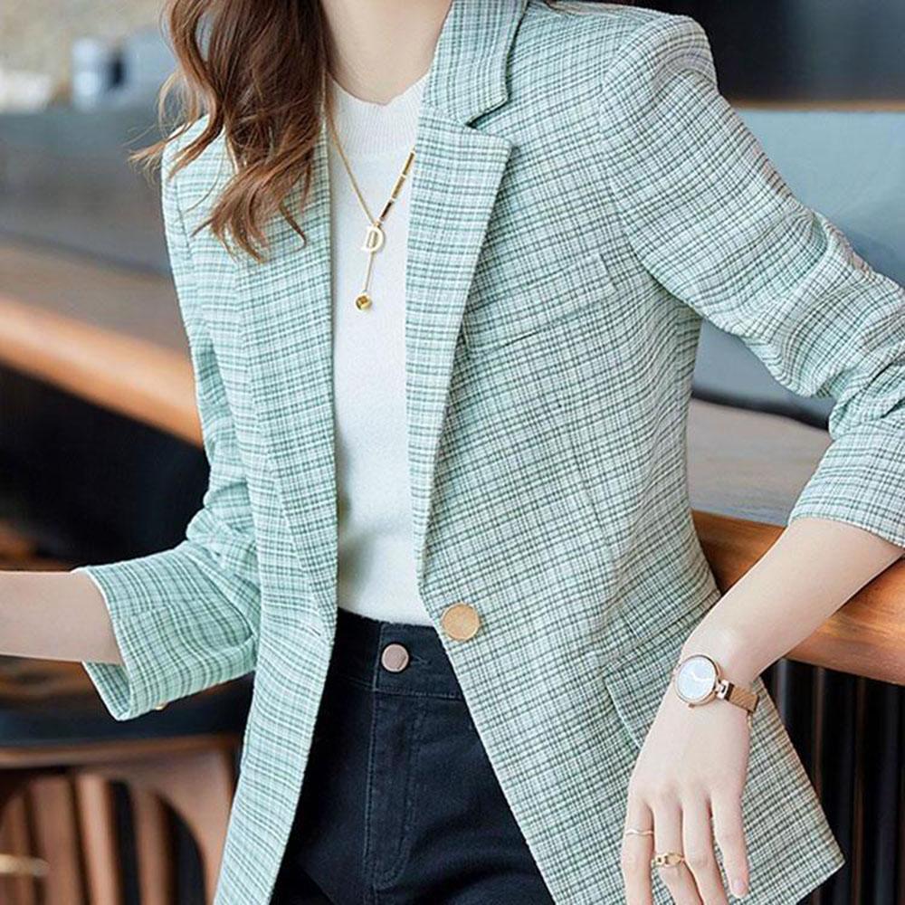 Spring Autumn Suit Outerwear Fashion Women's Coat Top High End Casual Plaid Suit Jacket Korean Women Receive High Prais