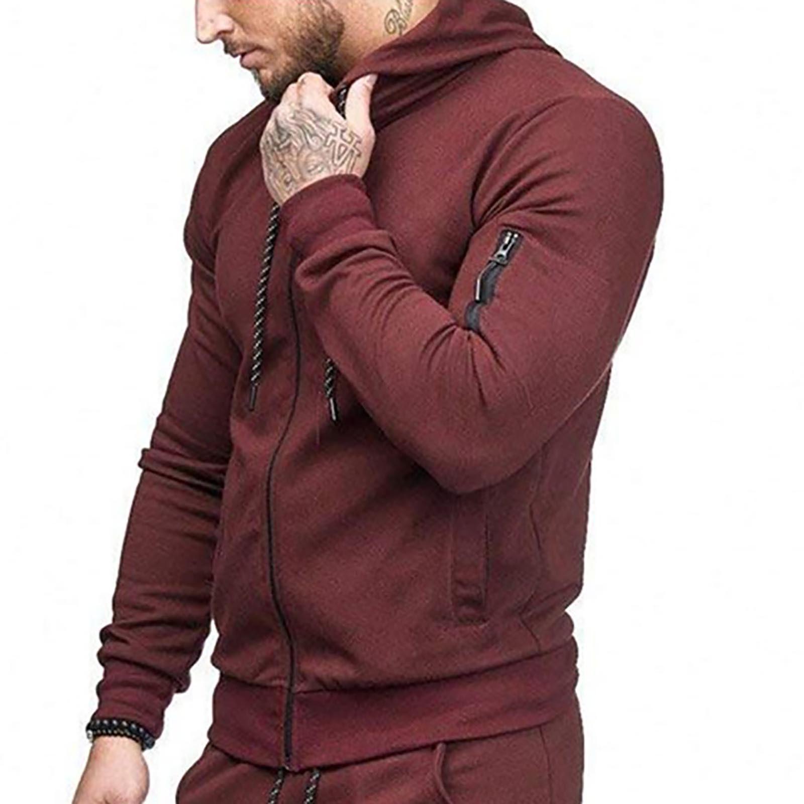 

Мужская повседневная камуфляжная спортивная толстовка с длинным рукавом на молнии с капюшоном, куртка, пальто M винный