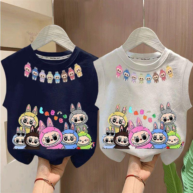 Cute Labubu Vests for Children, Fashionable T-shirts for Boys and Girls Summer