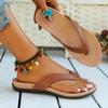 Fashion Women Retro PU Leather Beach Flip Flops Female 2025 Summer Clip Toe Thong Sandals Woman Flat Casual Non Slip Outdoor Slippers