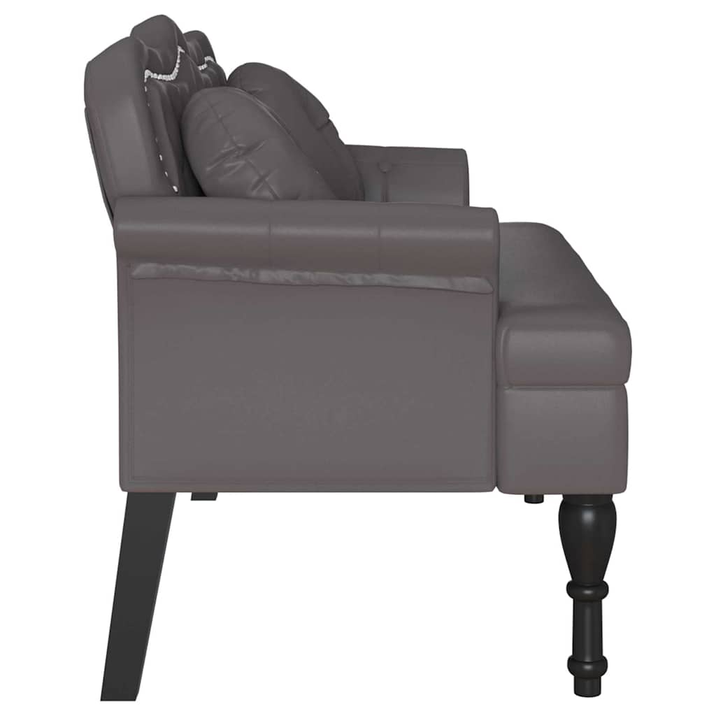 Chesterfield Bench with Cushions Gray 120.5 x 65 x 75 cm Faux Leather