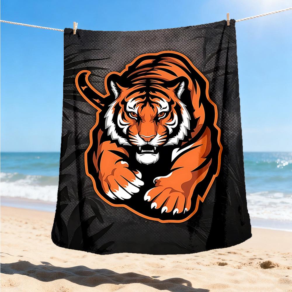 1pc Tiger Print Print Outdoor Blanket, Lightweight Polyester,