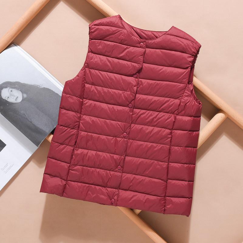 Ultralight Down Vest Women Single-breasted Sleeveless Female Duck Down Waistcoat Puffer Feather Padded Warm Jacket