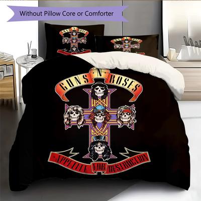 Guns N' Roses Pattern Bedding Home Decoration Birthday Gift (1 * Duvet Cover + 2 * Pillowcase, Without Core)