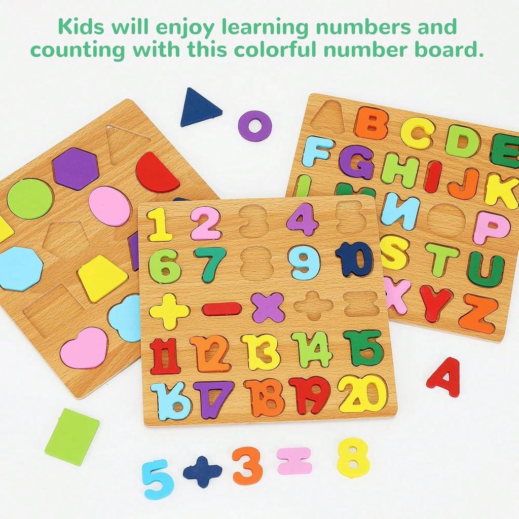 Dětské abecední aritmetické číslo geometrické tvary dřevěné puzzle Montessori předškolní vzdělávací hračka pro děti