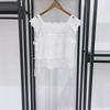 2026 French Niche White Lace-Up Flutter Sleeve Top & Loose Mid-Length Pants Set