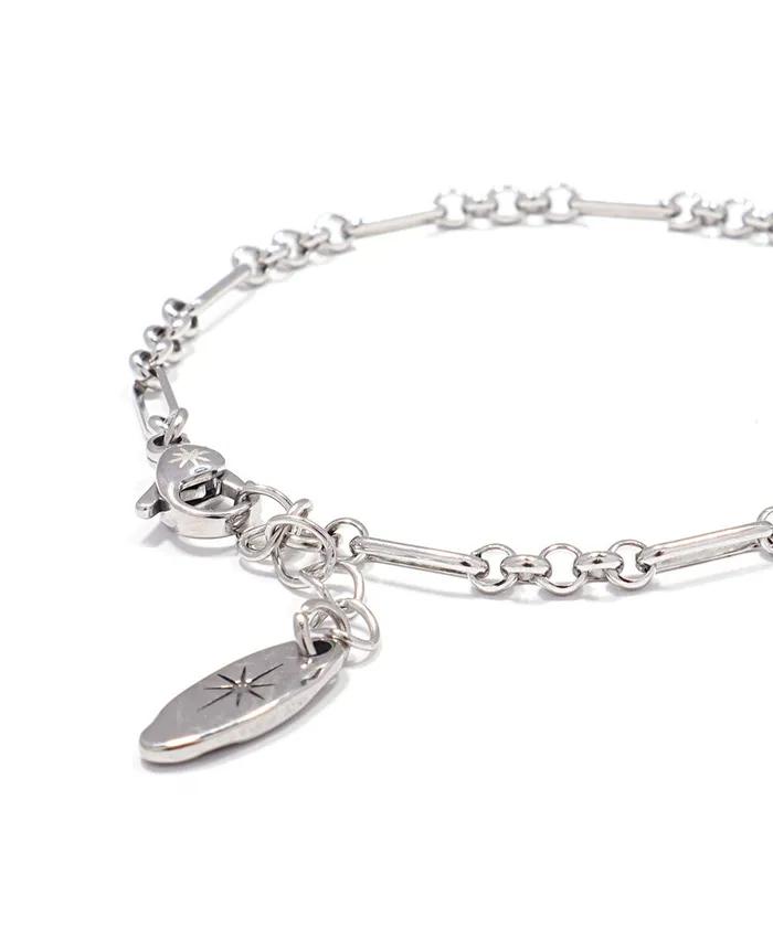 Mixed Oval Link Chain Bracelet (PLT-BR-122_SV)