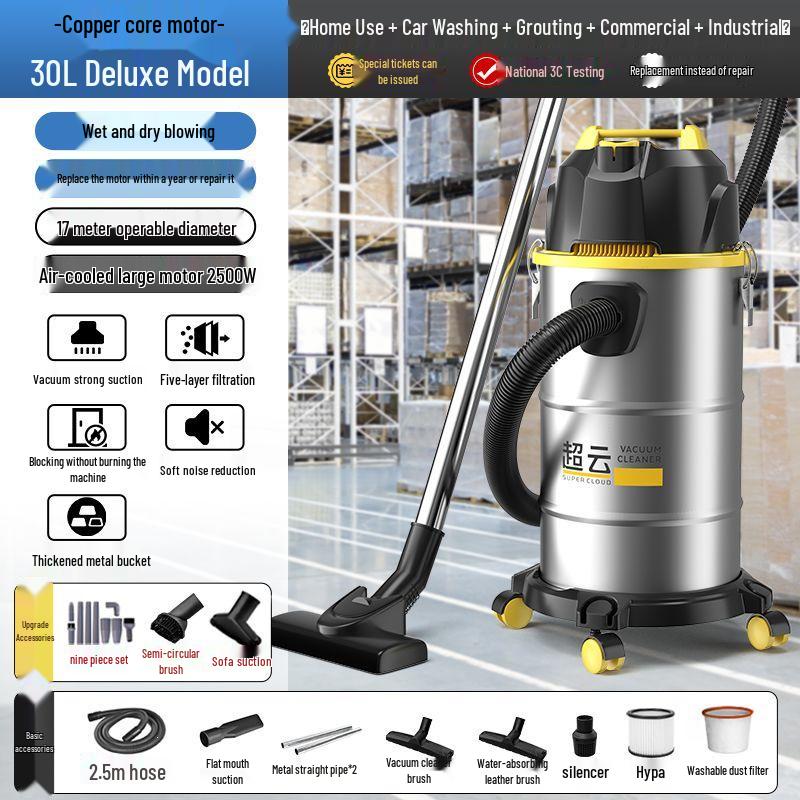 High Suction Dual-Use Vacuum for Home Renovation, Car Wash & Grout Cleaning