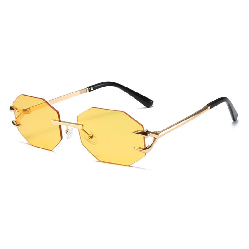 Trendy Polygon Sunglasses Women Men Frameless Vintage Summer Shades Fashion Sun Glasses For Ladies Vacation