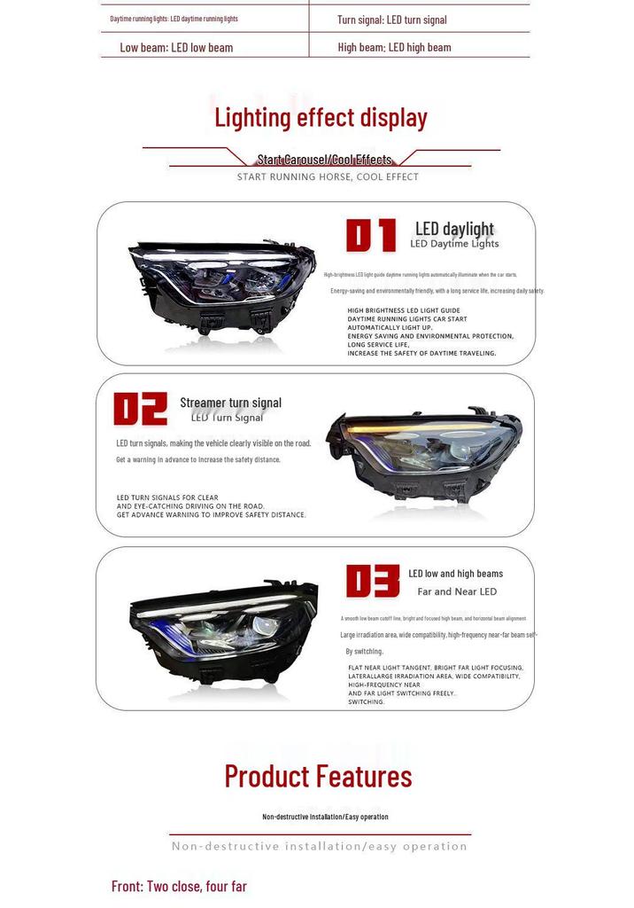 Mercedes-Benz GLC W254 LED Projector Headlight Assembly (23-25) - High-End Daytime Running Lights & Turn Signals