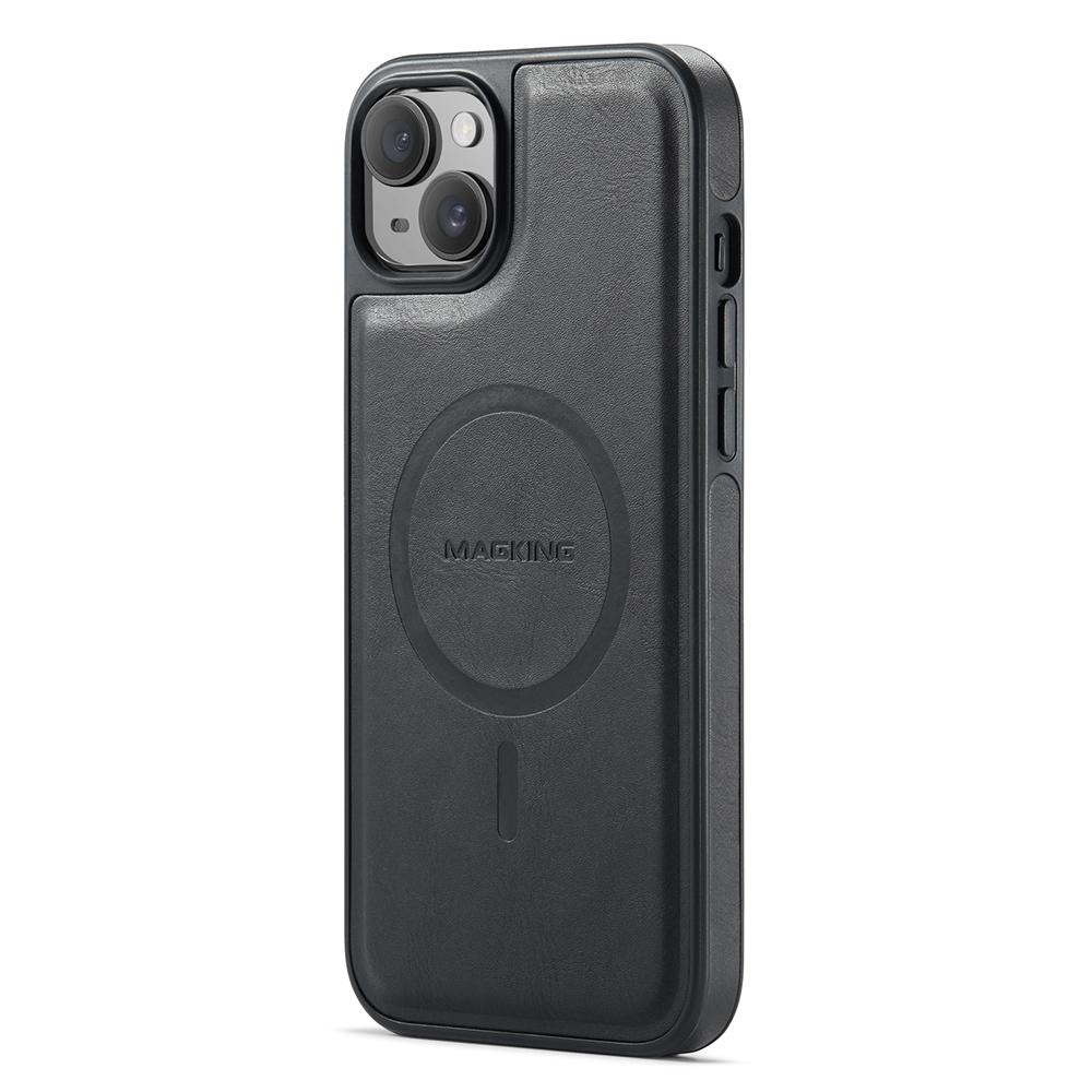 

MAGKING K1 Series For iPhone 15 Magnetic Case PC+TPU+PU Leather Phone Cover Black