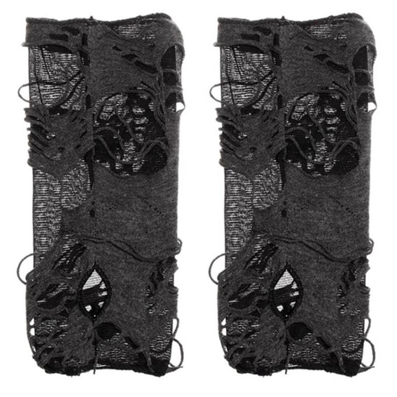 

Sports Gloves Women Halloween Punk Hole Long Gloves Gothic Black Fingerless Gloves Arm Warmer Beggar Cosplay чорний