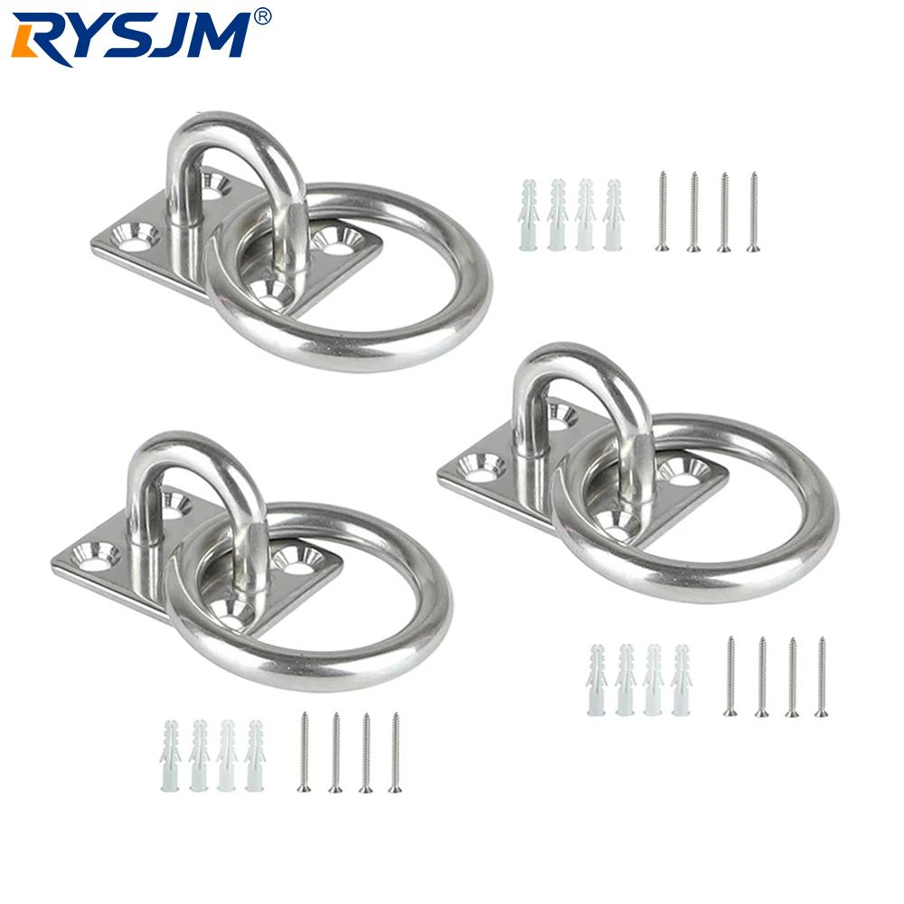 6mm Stainless Steel Pad Eye Plate U-Shaped Hook Marine Hardware For Ship Yacht Sun Shade Sail Hammock Wall Ceiling Mount Hanger