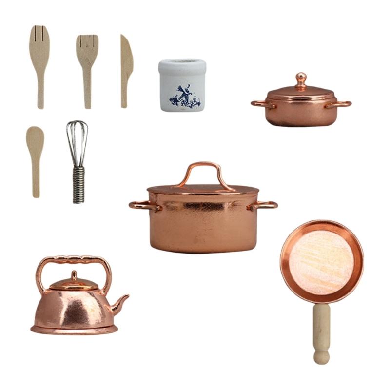 

Mini Metal Utensils Set For Miniature Kitchen 1/12 Scale Including Frying Pan And Saucepan With Detailed Craftsmanship 1
