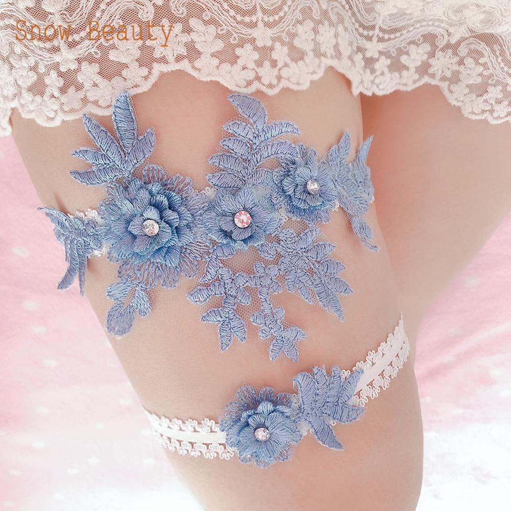 K03 2 bucăți sexy dantelă cu flori de cristal perle portjartieră de nuntă inel pentru coapsă jartieră pentru picior de mireasă ciorapi portjartieră fete femei