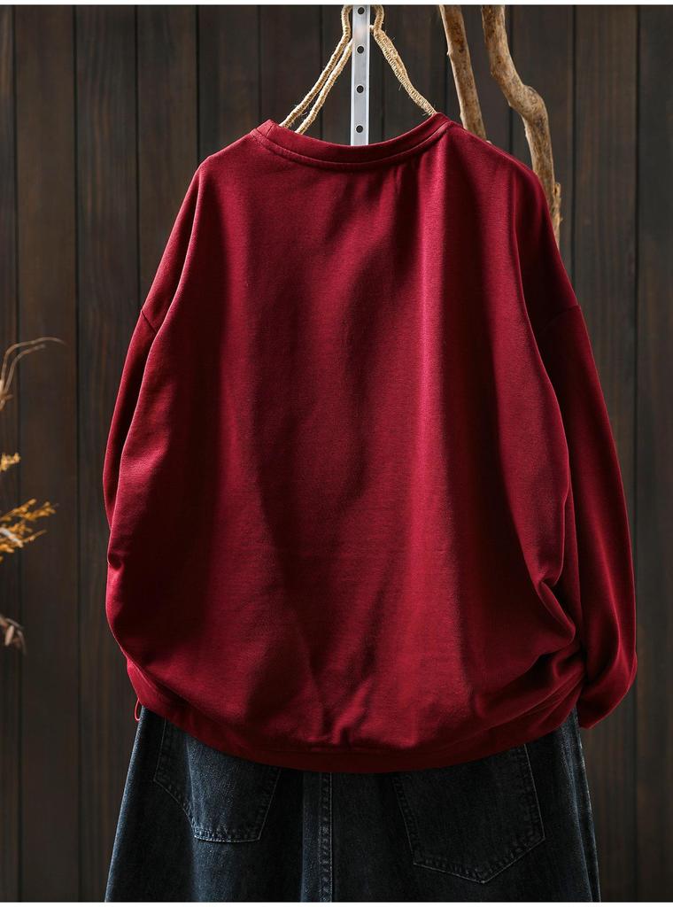 Damen Hoodie mit künstlerischem Cartoon-Print - Frühling/Herbst Lässig Rundhals Langarm