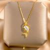 2026 Cute Dolphin Pendant Necklace - Gold Plated Zircon Tail Pearlescent Animal Collarbone Chain for Women Ocean Jewelry