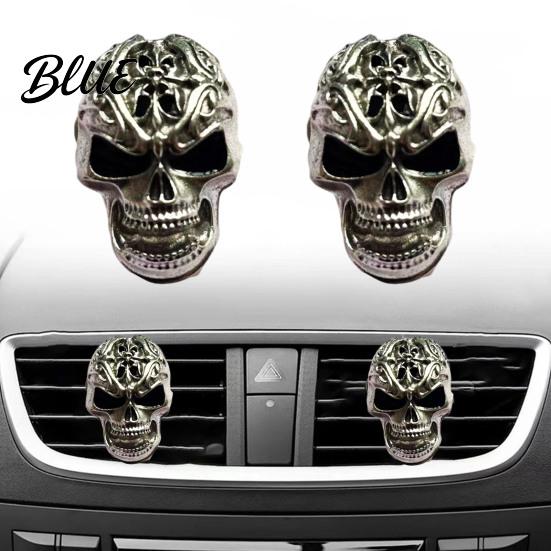 Legierung Totenkopf Auto Lufterfrischer Halter Auto Lüftungsschlitz Clip Retro Armaturenbrett Einzigartiges Geschenk für Enthusiasten Zierleiste Lustiger Kopf Innenraum Zubehör Personalisiert