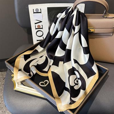 New 100% Pure Silk Scarf Women Neck Hair Headband Print Foulard Female Bandana Scarves Hijab Shawl Wraps Square Headkerchief