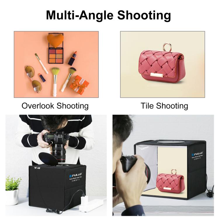 PULUZ 25cm Folding Portable High 97 CRI Ring Light Photo Lighting Studio Shooting Tent Box with 12 Colors Backdrops, Size: 25cm X 25cm X 25cm