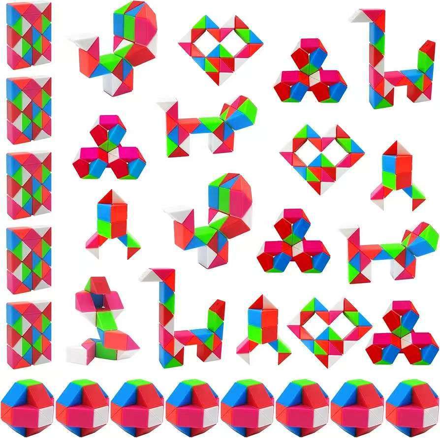 

Rainbow Folding Magic Snake Ruler Cube Puzzle Transformable Twist Decompression Sensory Toys For Children Educational Gifts (As shown-26011)-