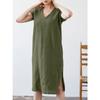 BITCED Fashion Summer Spring Solid Color Print Short Sleeve V-Neck Casual Dresses