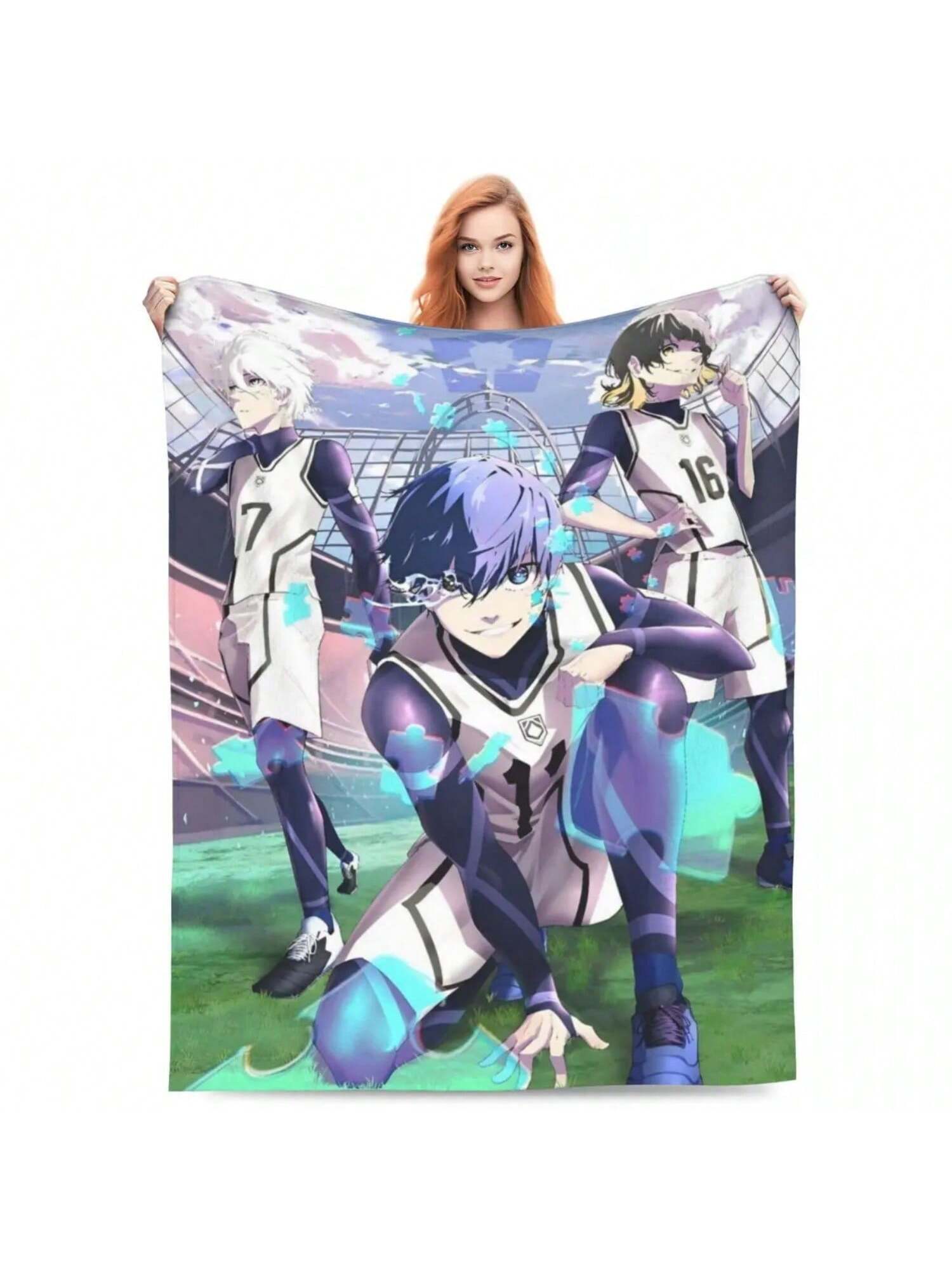 

2 пледа Blue Lock, аниме манга, новинка плюшевый плед, дышащий для дома, ресторана, весны и осени 75X95CM серый