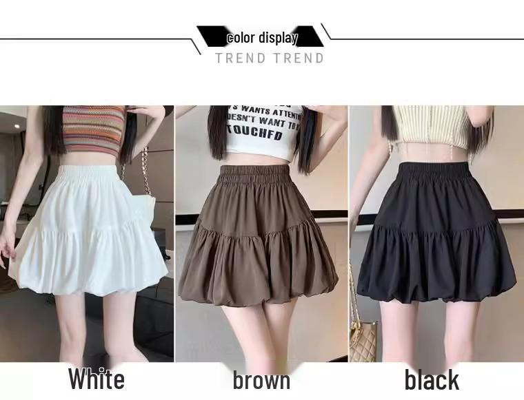 White Floral Bubble Puff Midi Skirt - Women's Summer Short 2025 Edition