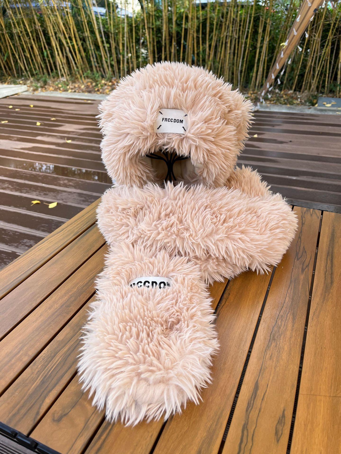 

Outdoor cute long rabbit ear hat women s winter versatile plush pullover hat lace-up warm Lei Feng hat M（56-58cm） хакі