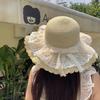 Lace Bow Sun Hat UV Protection Wide Brim Summer Beach Hat for Women Outdoor Travel Sunscreen Cap Elegant Adjustable