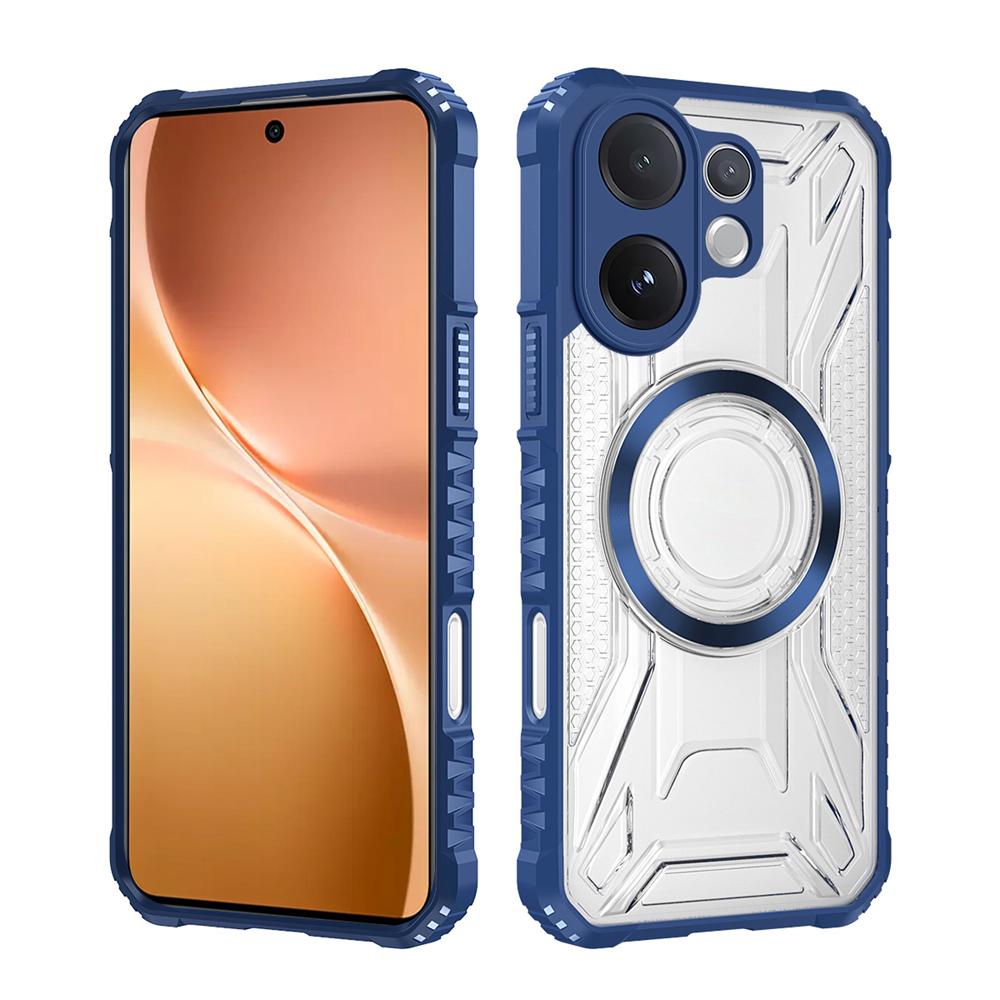 KEYSION Transparent Magnetic Case for VIVO V60 Soft Silicone+PC Heavy Duty Shockproof Phone Back Cover for for VIVO V60 5G