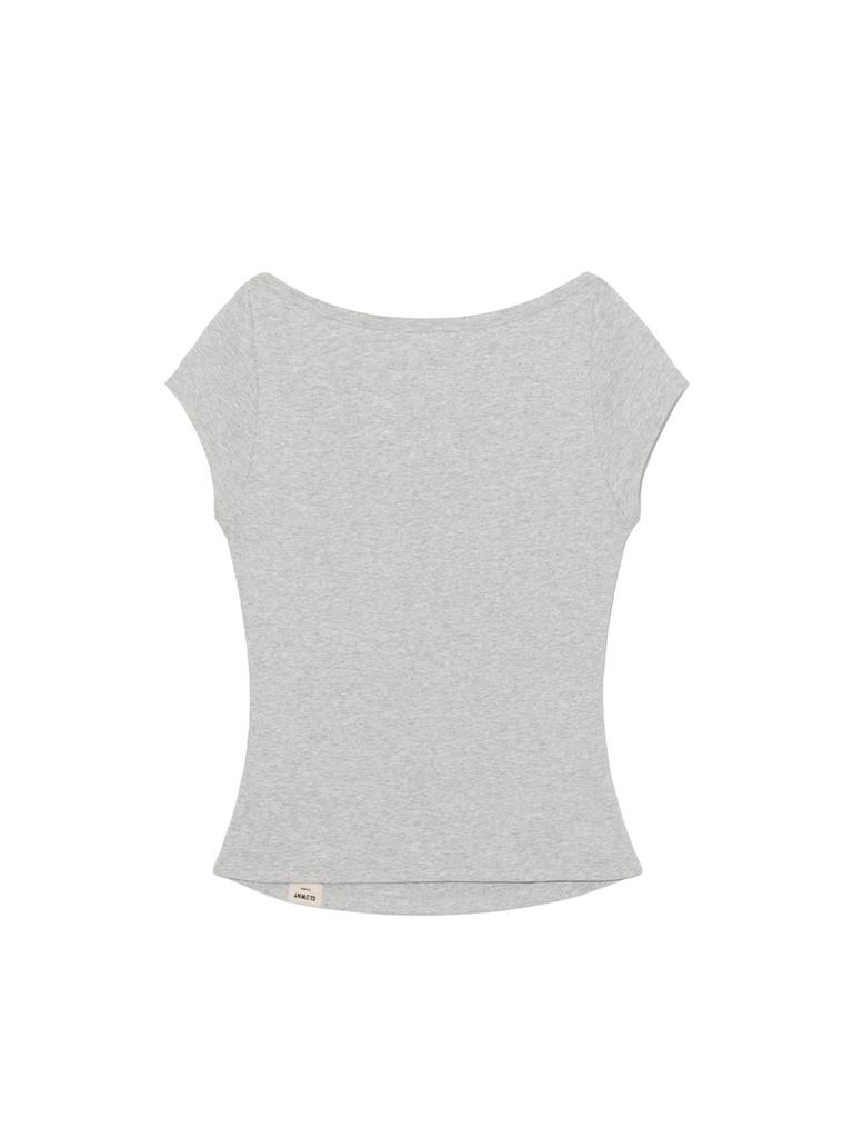 GLOWNY G Classic Boat Neck Tee (Melange Gray)