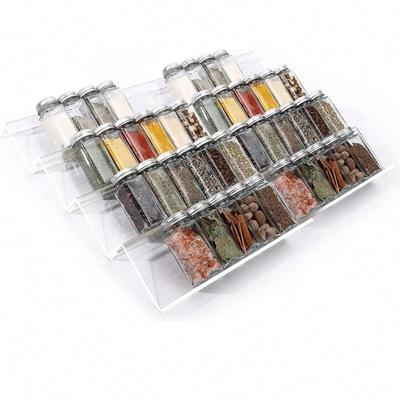 Organisateur de tiroir à épices à 4/2 niveaux, support à épices en acrylique réglable, plateau, organisateur d'assaisonnements extensible, étagères de cuisine pour placard