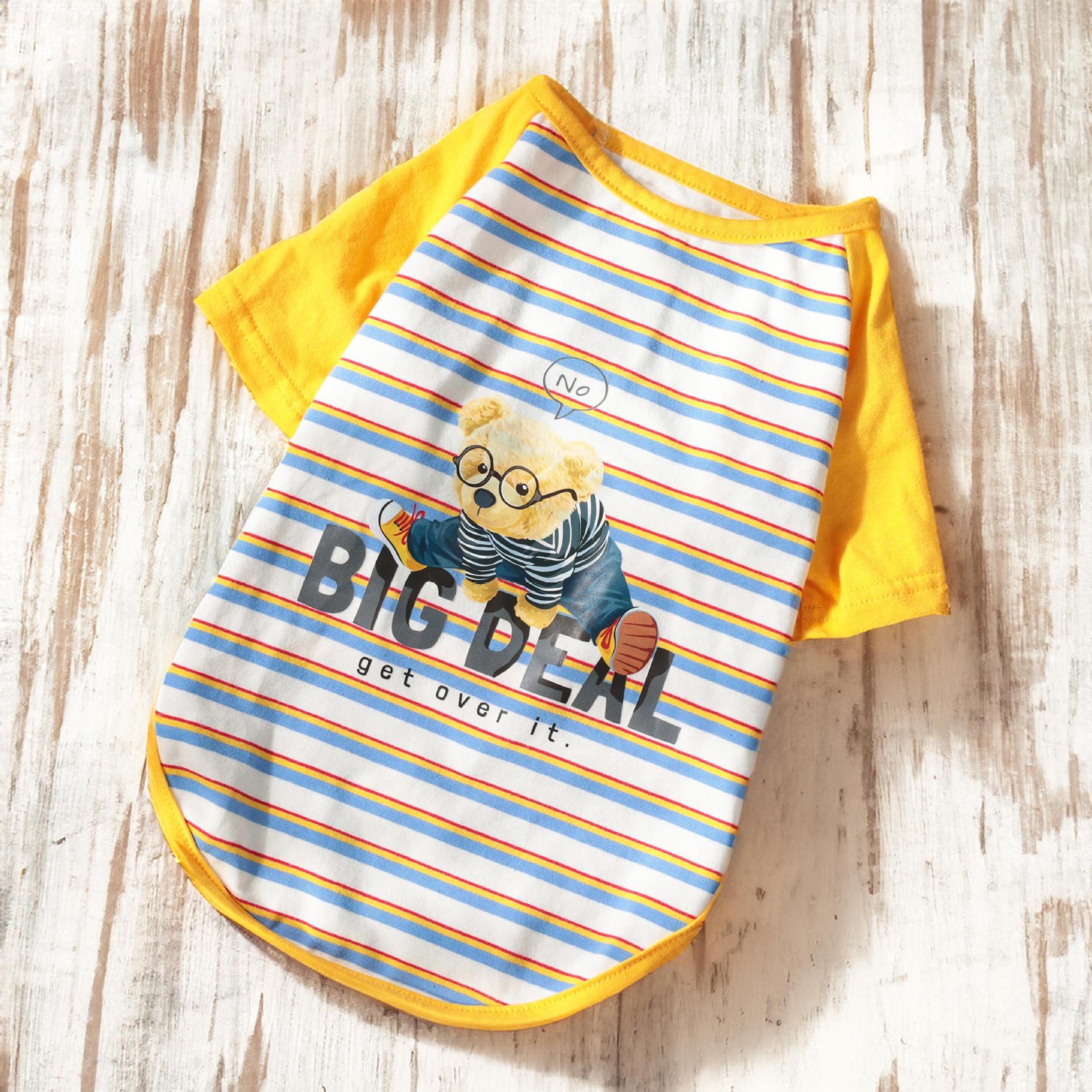 

Pet Clothing Summer Thin Breathable T-Shirt Bigbear Teddy Puppy Dog Clothing Pullover Striped Bimono Factory 2XL