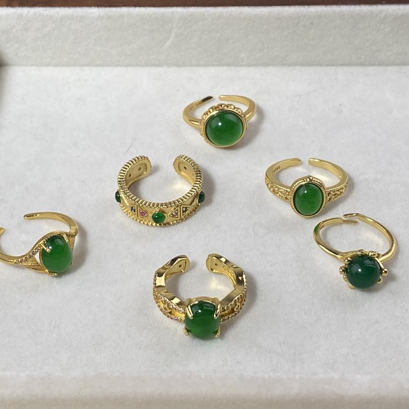 Exquisite Adjustable Opening Gemstone Copper Ring For Women Stylish Geometric Design