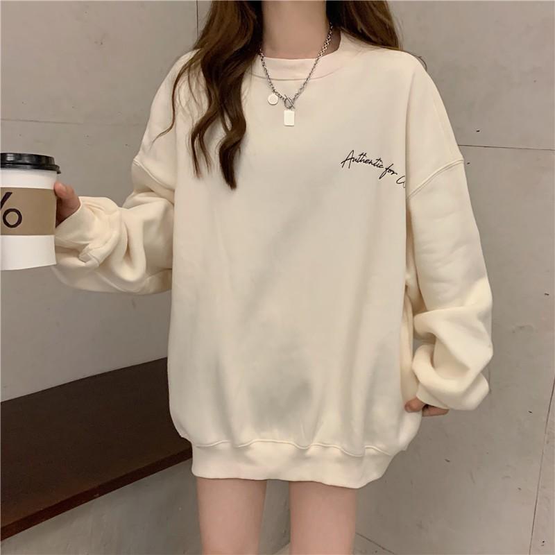 Womens Thick Fleece-Lined Hoodie Sweatshirt Loose Fit Long Sleeve Casual Winter Top