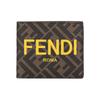 Fendi FF Monogram Logo Pattern Double Fold Textured Fabric Wallet Men Wallet Brown Yellow 7M0338-AJJ8-F1HRH