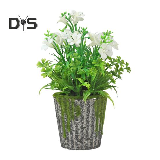 

Искусственная горшечная петуния, украшение, реалистичный искусственный цветок-труба, центральный элемент для домашнего офиса, пластиковый искусственный зеленый горшок для растений, украшение белый