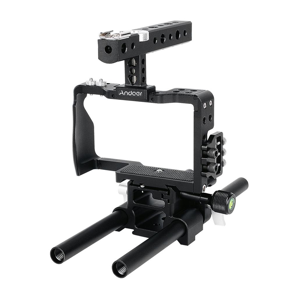Andoer Professional Video Cage Rig Kit Film Making System W  15mm Rod Accessory Replacement for Sony A6000 A6300 A6500