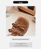 Korean Style Double Bow Furry Winter Shoes for Girls, Ages 1-6, Plus Velvet Cotton.