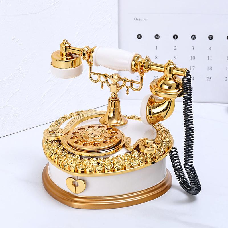 Vintage Europejska Telefon z Tarcza Obrotową Pudełko Muzyczne do Barów i Kawiarni