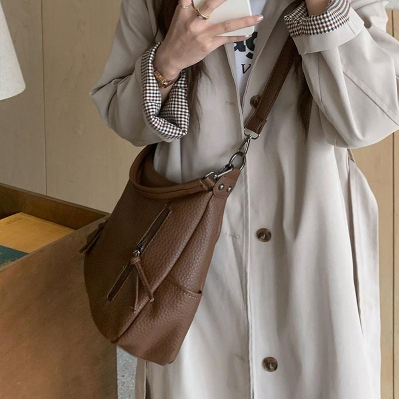 Large Capacity Handbag For Women New Soft PU Leather Bucket Bag Versatile Tote Bag For Casual Commuting Shoulder Wallet ARI