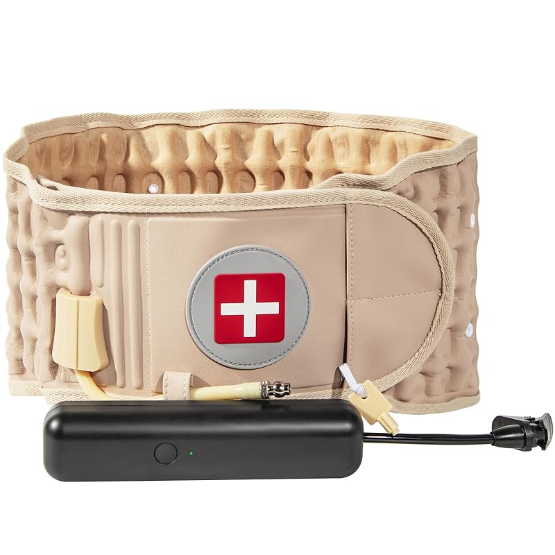 Decompression Back Belt with Electric Inflatable Pump -Lumbar Support Belt for Lower Back Pain Relief, Back Traction Device Fits Waist Size 29-49