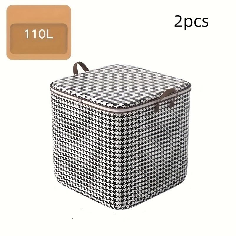 2pcs/Storage Box Houndstooth Quilt Dustproof Bag Large Capacity Moving Packing Organizer Bag Quilt Storage 2pcs