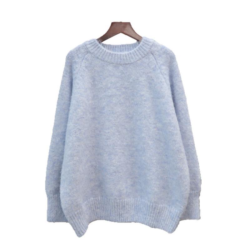 Autumn and winter new round neck sequins loose and thin sweater pullover lazy wind knitted sweater top women