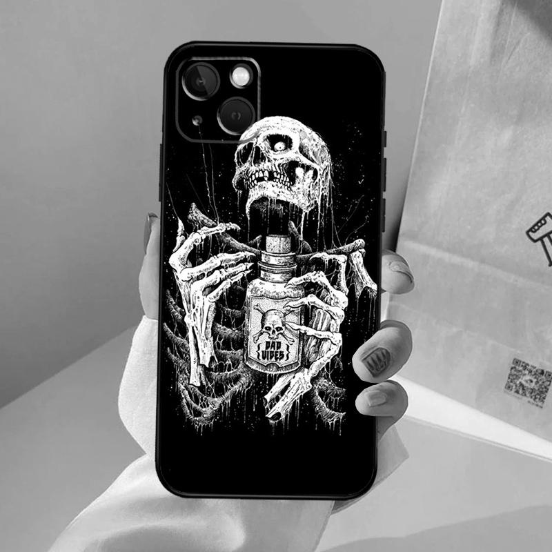 Gothic Fashion Skull Phone Case For iPhone 17 Air 16 14 13 12 11 15 Pro Max 13 12 mini 15 16 Plus 16e Cover Coque