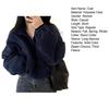 Frauen Winter Mantel Dicke Fleece Stehkragen Hals Schutz Zip-up Kurze Typ Strickjacke Lange