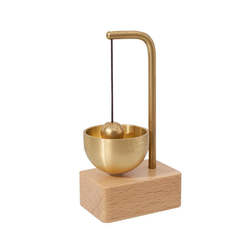 Creative Magnetic Bell for Entrance Door, Dopamine Doorbell, Simple Wood and Copper Bell Decoration