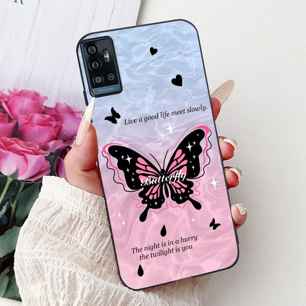 Für ZTE Blade A51 Hülle Für ZTE Blade A71 Case A7030 Luxus Schmetterling Liebe Süße Katze Cool Hübsch Löwe Bemalt Schwarzes Silikon